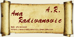 Ana Radivanović vizit kartica